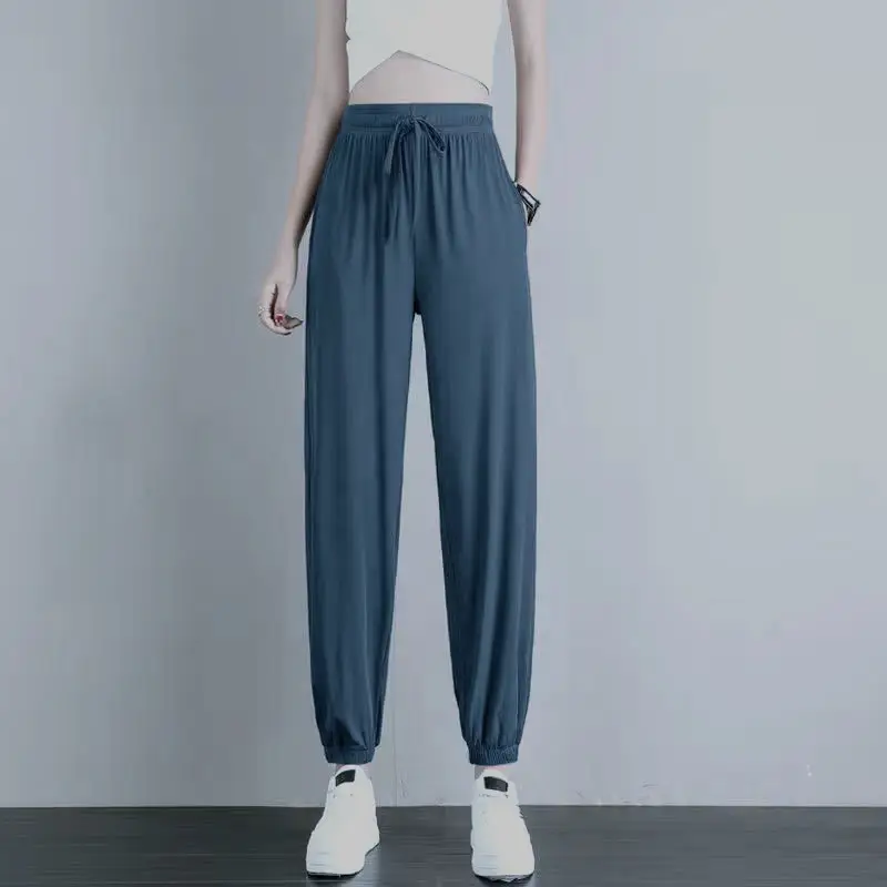 Pink Loose Jogger Pants Women Casual Summer - Image 4