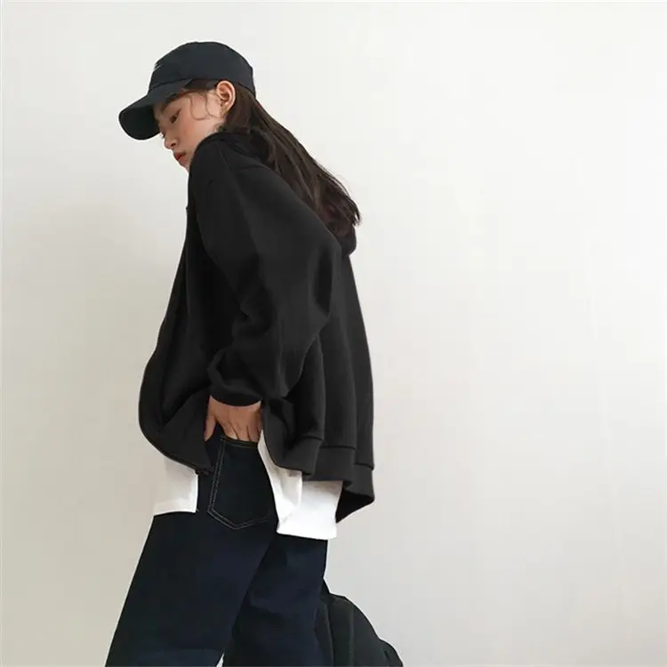 Women Grey Hooded Zipper Cardigan Jacket 2025 Autumn - Image 2