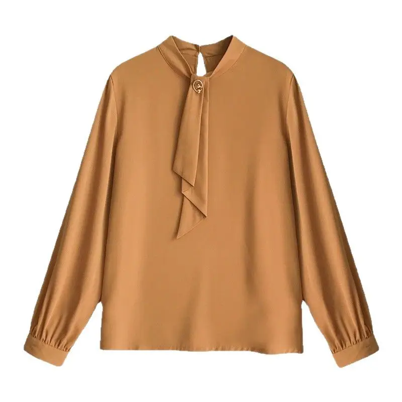 Women Chiffon Long Sleeve Shirt with Loose Lantern Sleeve - Image 6