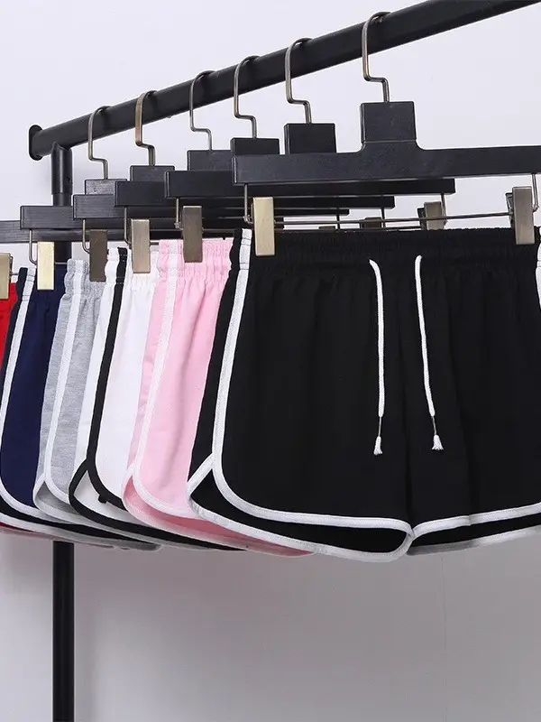 Women's Pink Elastic Waist Sports Shorts