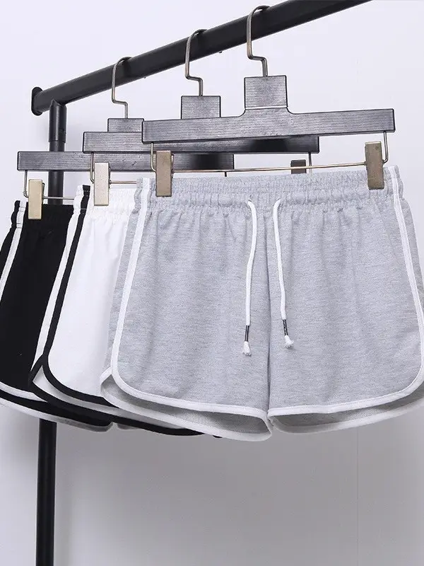 Women's Pink Elastic Waist Sports Shorts