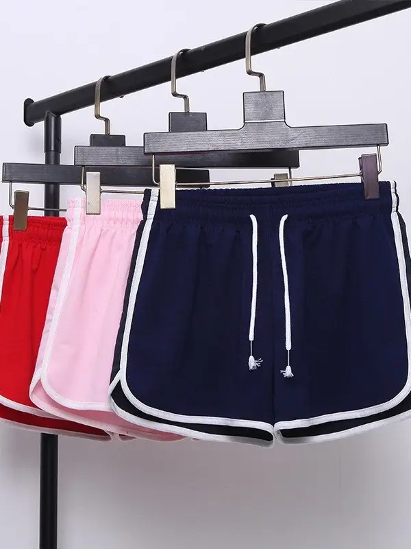 Women's Pink Elastic Waist Sports Shorts