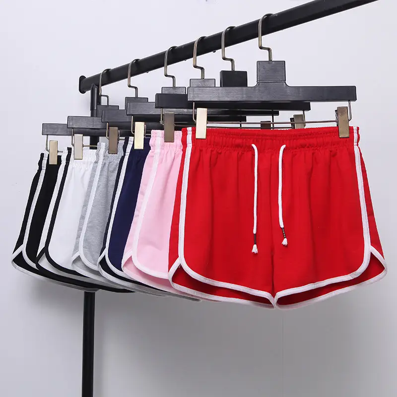 Women's Pink Elastic Waist Sports Shorts — feature 10