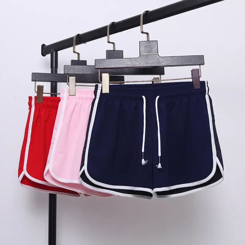 Women's Pink Elastic Waist Sports Shorts — feature 12