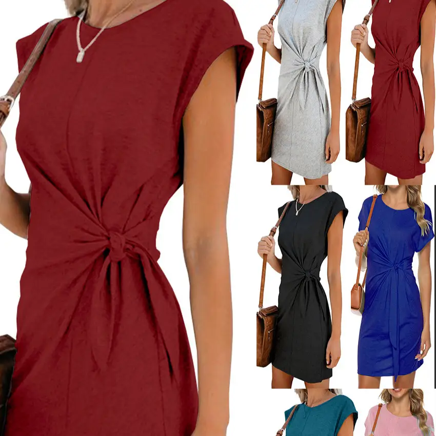 Women Grey Tie-Wristed Crossbody Dress - Image 6