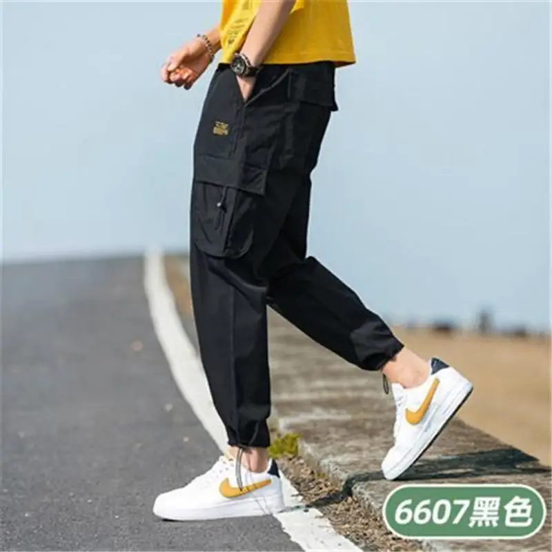 Men's Black Korean Style Loose Leg Pants - Image 4