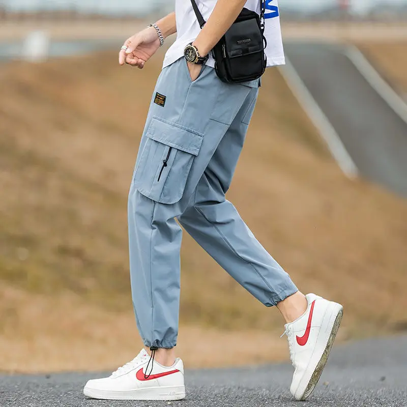 Men's Black Korean Style Loose Leg Pants - Image 8