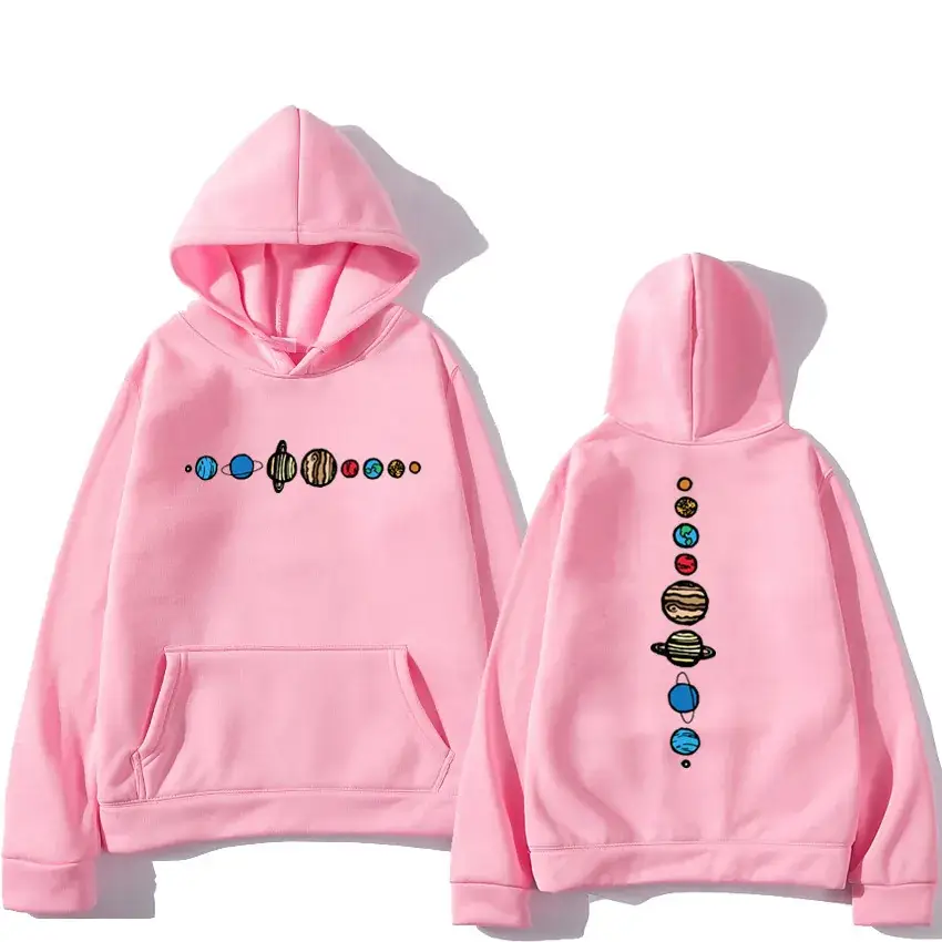 Winter Hoodie Yellow Solar System Print Long Sleeve - Image 13
