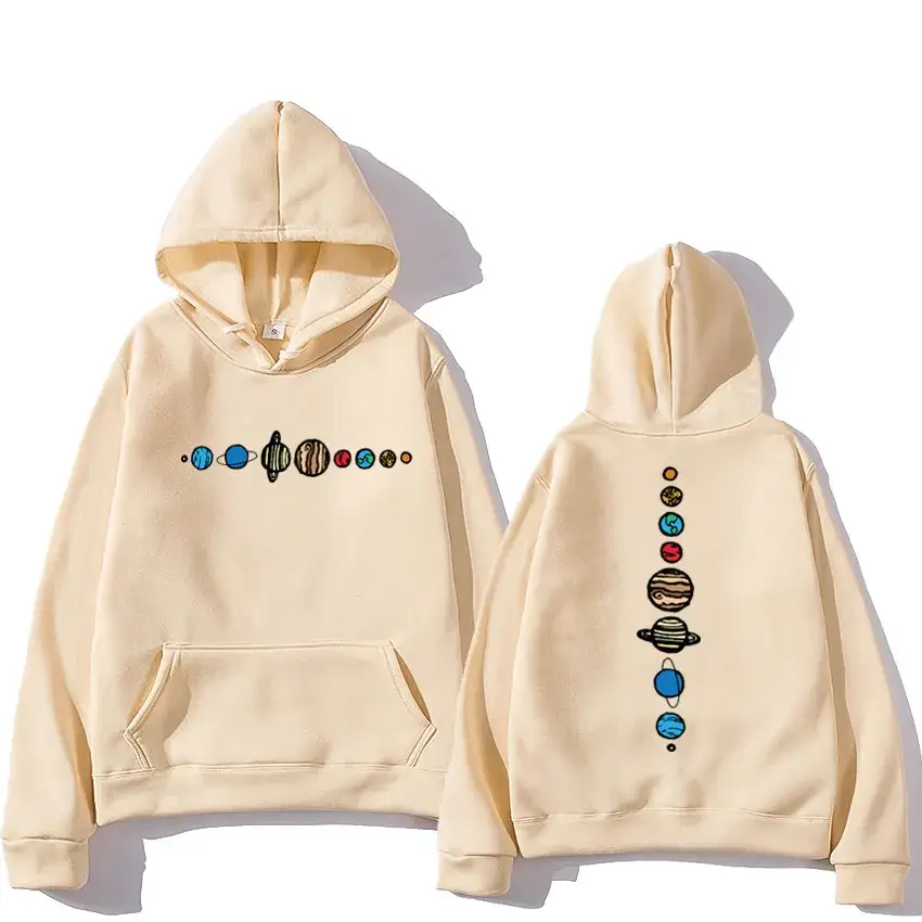 Winter Hoodie Yellow Solar System Print Long Sleeve - Image 14