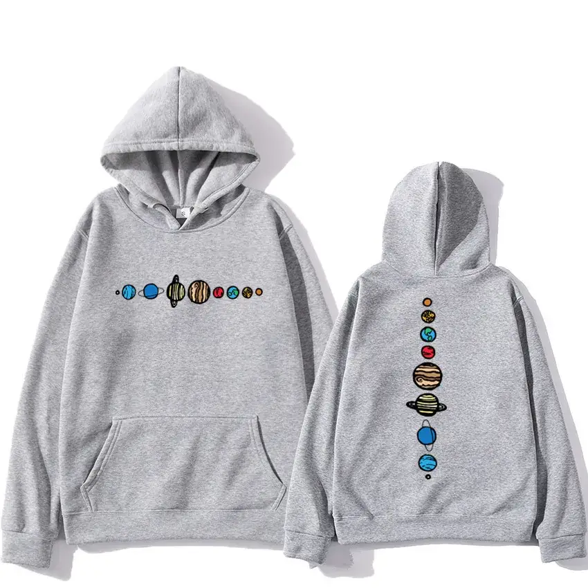 Winter Hoodie Yellow Solar System Print Long Sleeve - Image 6