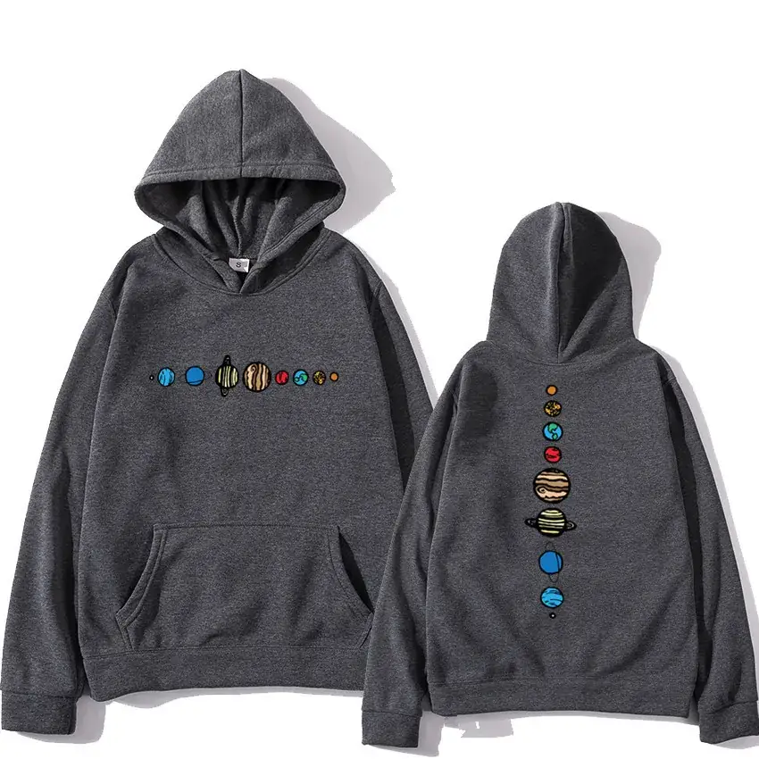 Winter Hoodie Yellow Solar System Print Long Sleeve - Image 9