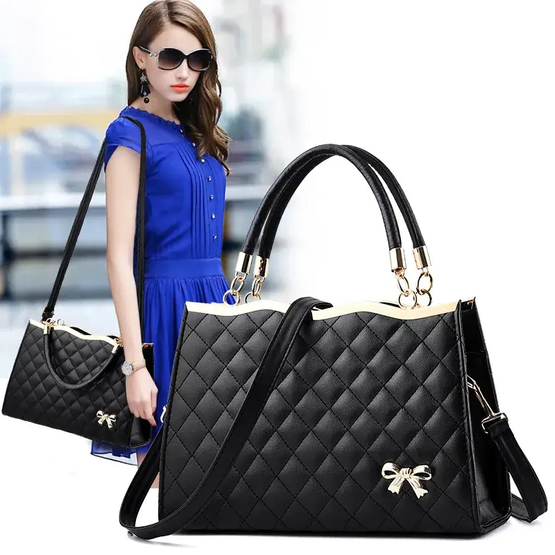 Pink Quilted Women's Handbag with Bow Detail - Image 12