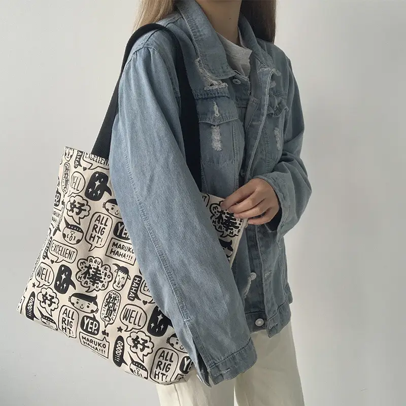 Women Large Canvas Japanese Korean Style Shoulder Bag — feature 10