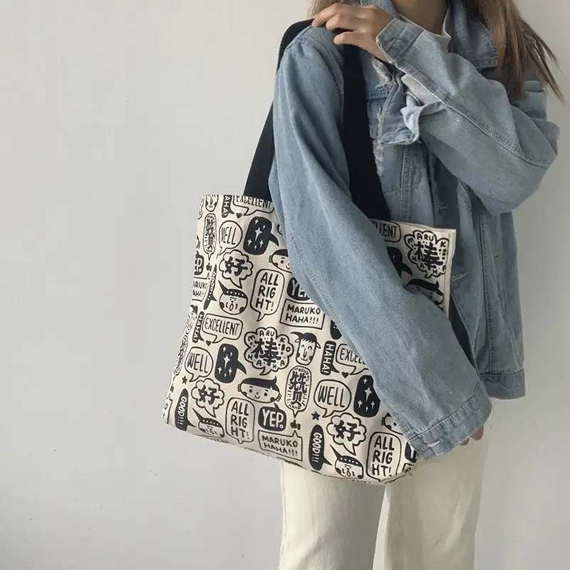 Women Large Canvas Japanese Korean Style Shoulder Bag — feature 11