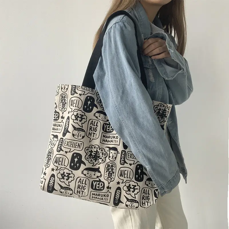 Women Large Canvas Japanese Korean Style Shoulder Bag — feature 12