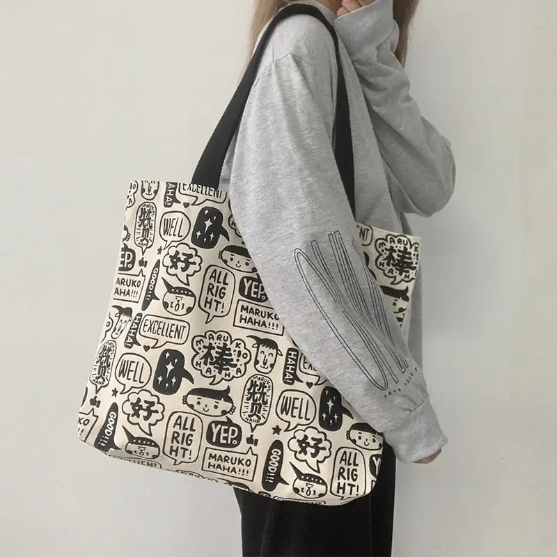 Women Large Canvas Japanese Korean Style Shoulder Bag — feature 13