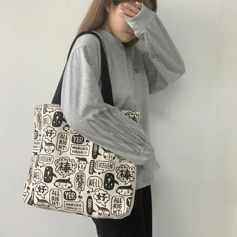 Women Large Canvas Japanese Korean Style Shoulder Bag — feature 14
