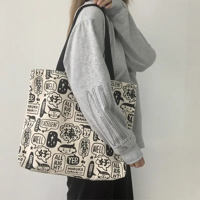 Women Large Canvas Japanese Korean Style Shoulder Bag — feature 16
