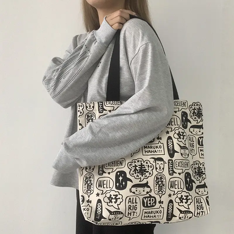 Women Large Canvas Japanese Korean Style Shoulder Bag — feature 17