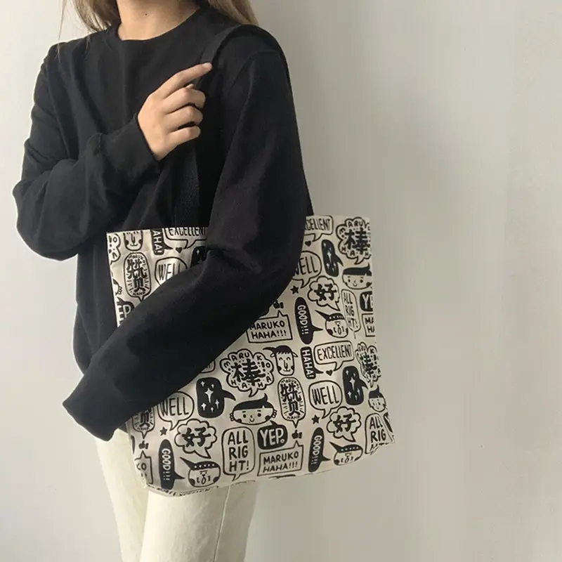 Women Large Canvas Japanese Korean Style Shoulder Bag — feature 5