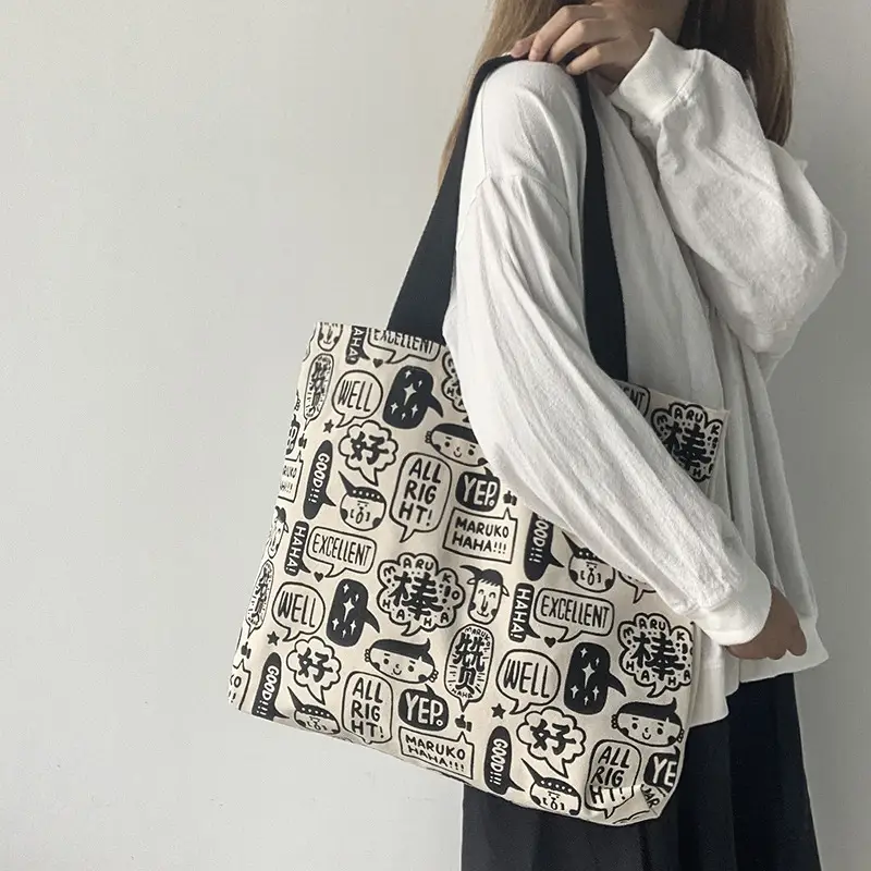 Women Large Canvas Japanese Korean Style Shoulder Bag — feature 7