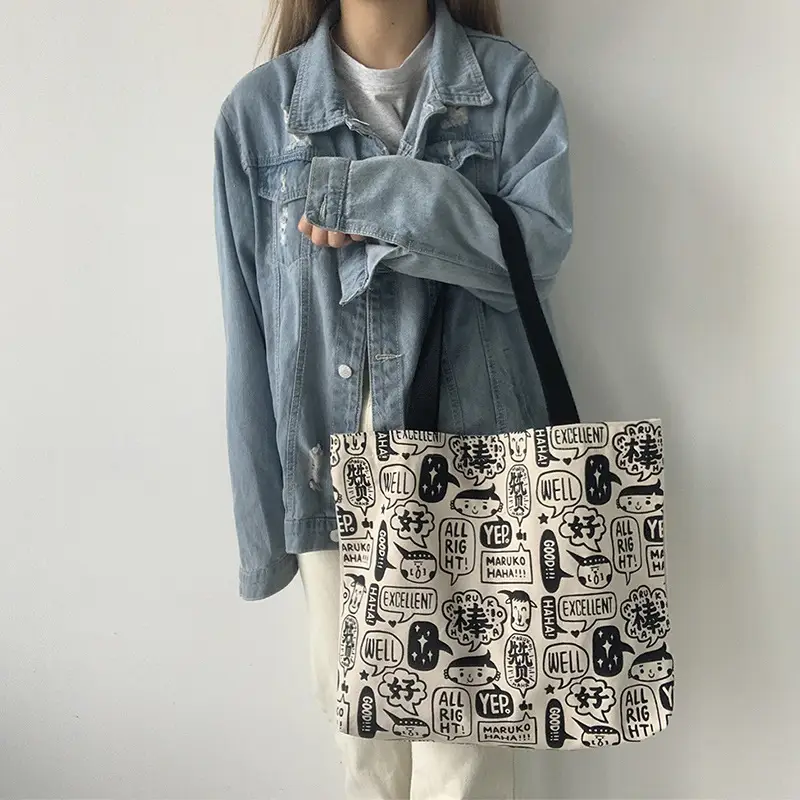 Women Large Canvas Japanese Korean Style Shoulder Bag — feature 9