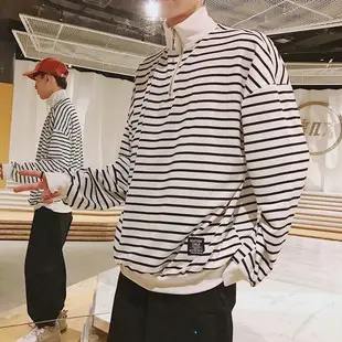Men's Long Sleeve Harajuku Style Shirt Blue White — feature 49