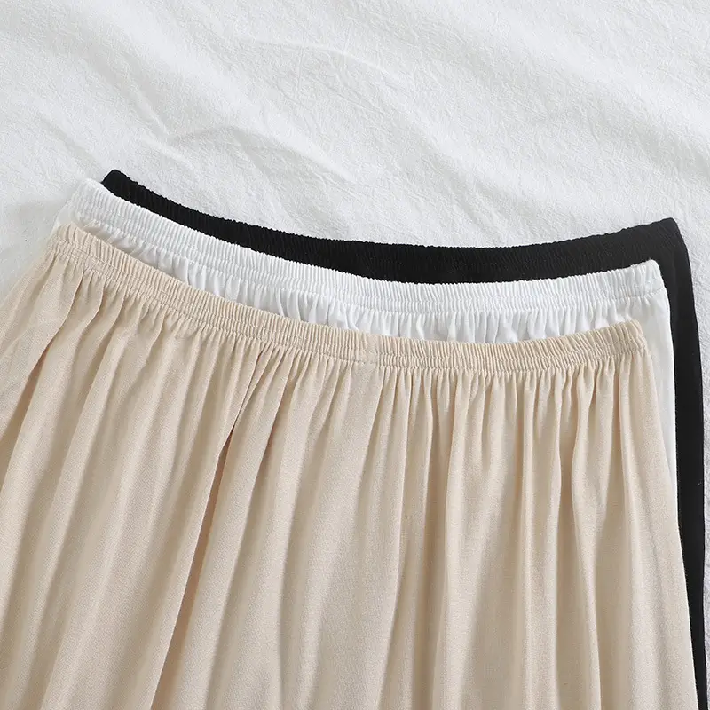 Women's Beige Liner Skirt Mid Length Summer Wear
