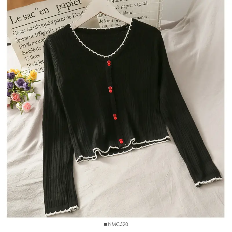 Black Long Sleeve Button Front Shirt for Women 2021 — feature 3