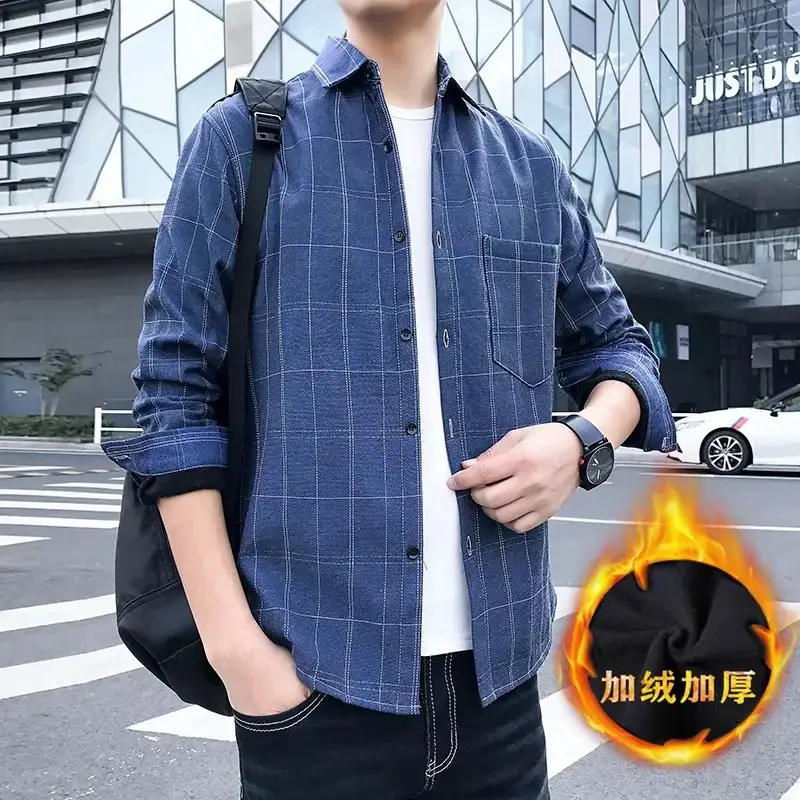 Men's 2020 Plaid Velvet Padded Winter Shirt - Image 2