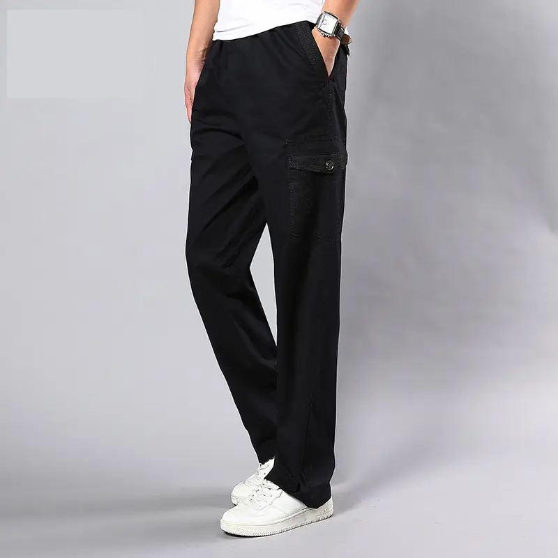 Men Grey Multi-Pocket Casual Trousers Large - Image 2