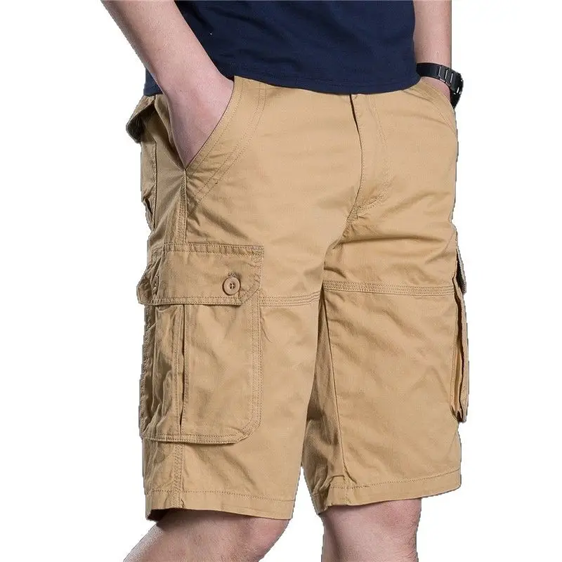 Men Cargo Shorts Tan Black Large - Image 9