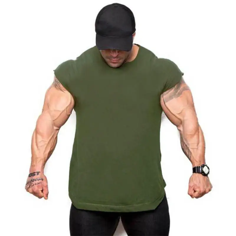 Men's Grey Sleeveless Muscle Vests Back View - Image 6