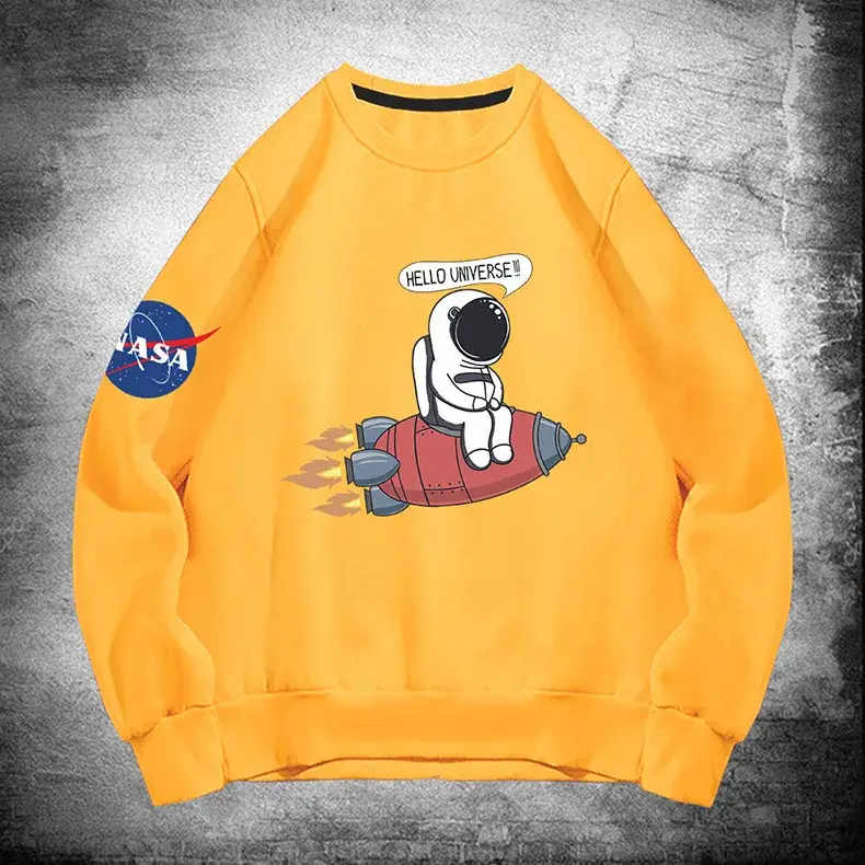 Men NASA Astronaut Crewneck Sweater Orange - Image 12