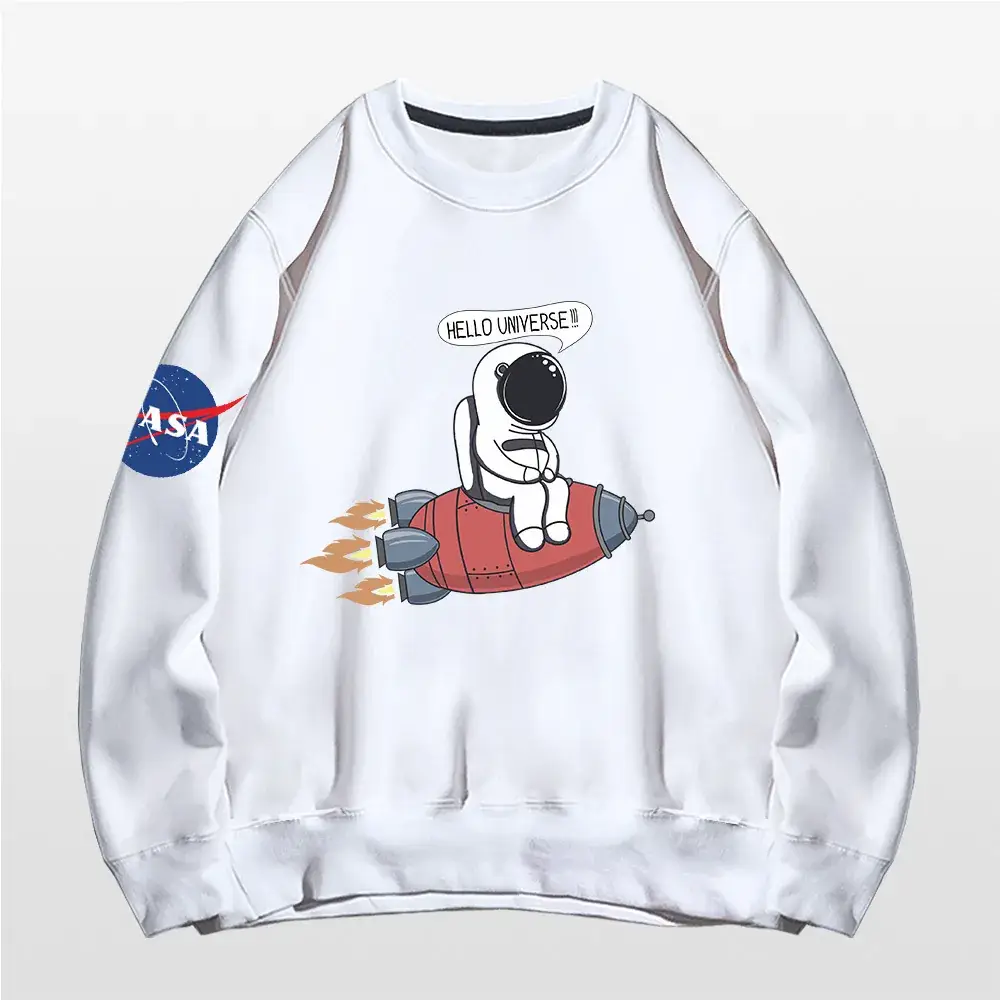Men NASA Astronaut Crewneck Sweater Orange - Image 2