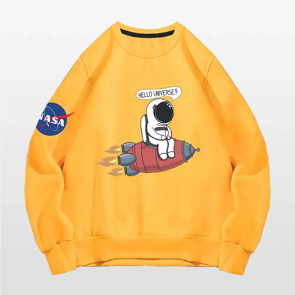 Men NASA Astronaut Crewneck Sweater Orange - Image 3