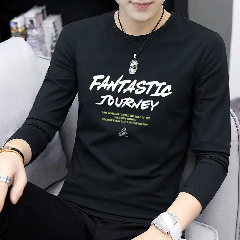 Men Grey Printed Long Sleeve T-Shirt Casual Autumn Wear