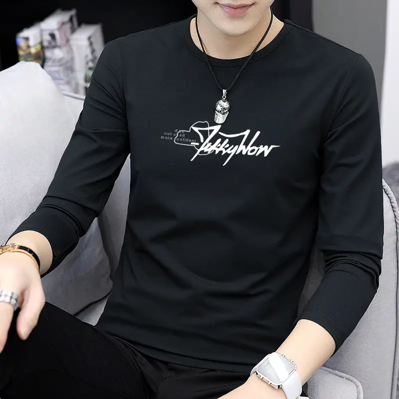Men Grey Printed Long Sleeve T-Shirt Casual Autumn Wear