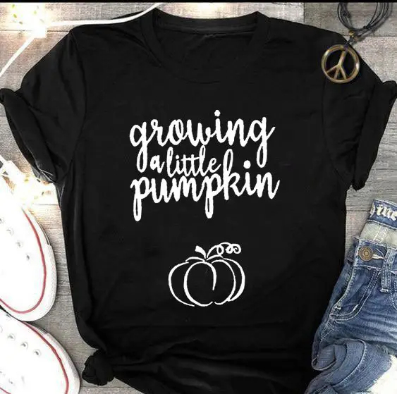 Halloween Growing Pumpkin T-Shirt Yellow Short Sleeve