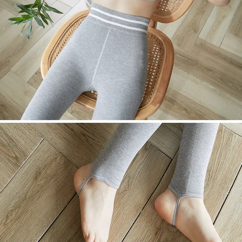 Women's Fleece-Lined Yoga Pants Grey Black Large - Image 8