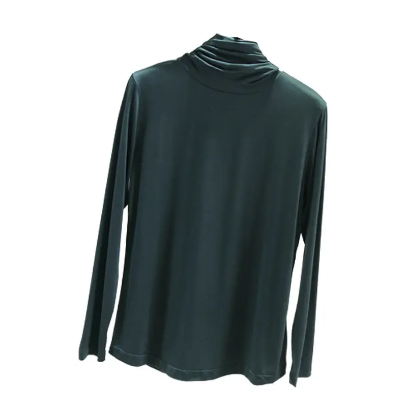 Women's Modal High Collar Top with Loose Fit Long Sleeve - Image 13