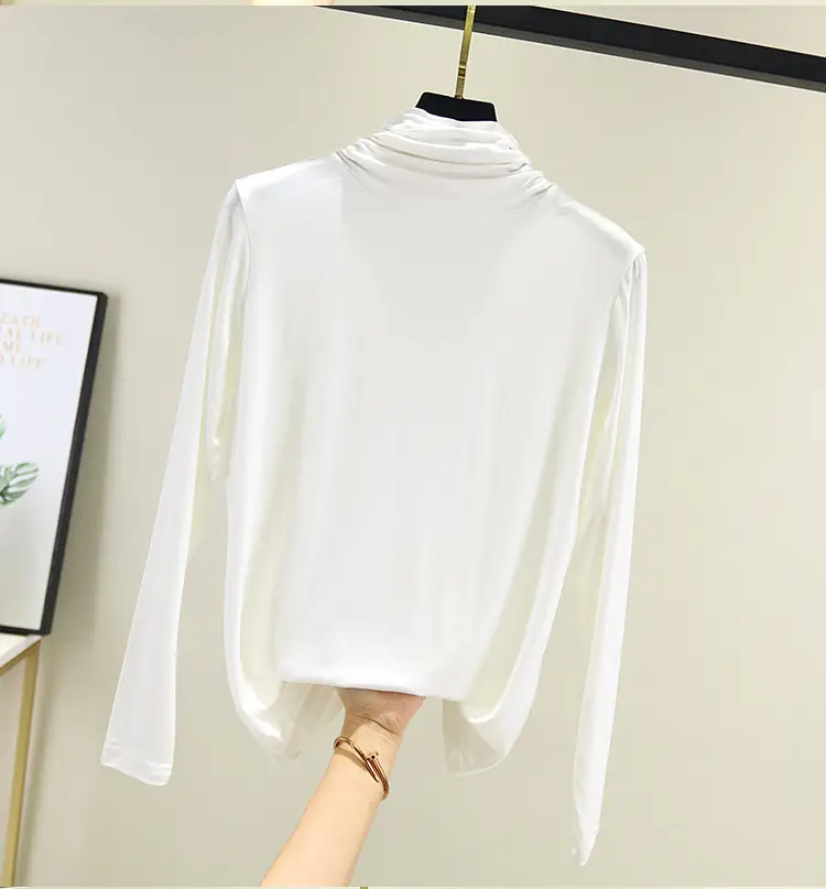 Women's Modal High Collar Top with Loose Fit Long Sleeve - Image 2