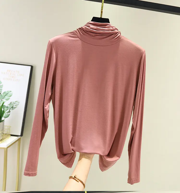 Women's Modal High Collar Top with Loose Fit Long Sleeve - Image 5