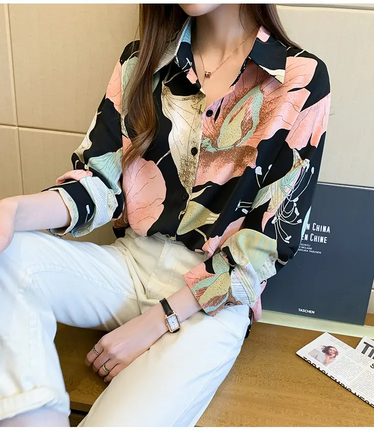 2020 New Autumn Long-sleeved Women's Top Printed Chiffon Shirt — feature 10