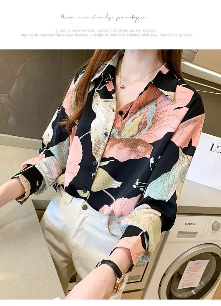 2020 New Autumn Long-sleeved Women's Top Printed Chiffon Shirt — feature 11