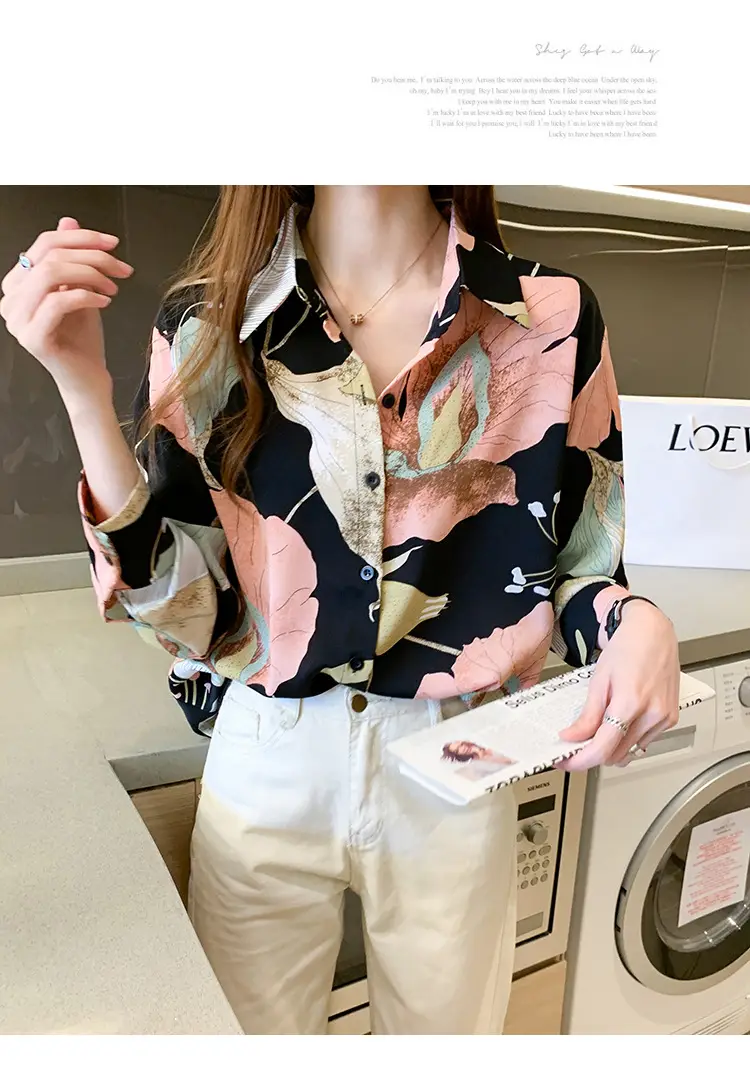 2020 New Autumn Long-sleeved Women's Top Printed Chiffon Shirt — feature 13