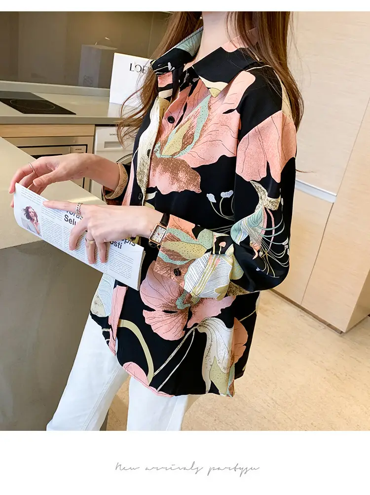2020 New Autumn Long-sleeved Women's Top Printed Chiffon Shirt — feature 15