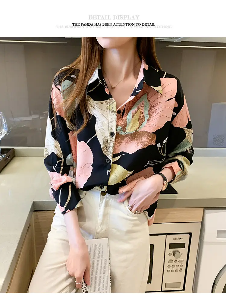 2020 New Autumn Long-sleeved Women's Top Printed Chiffon Shirt — feature 9