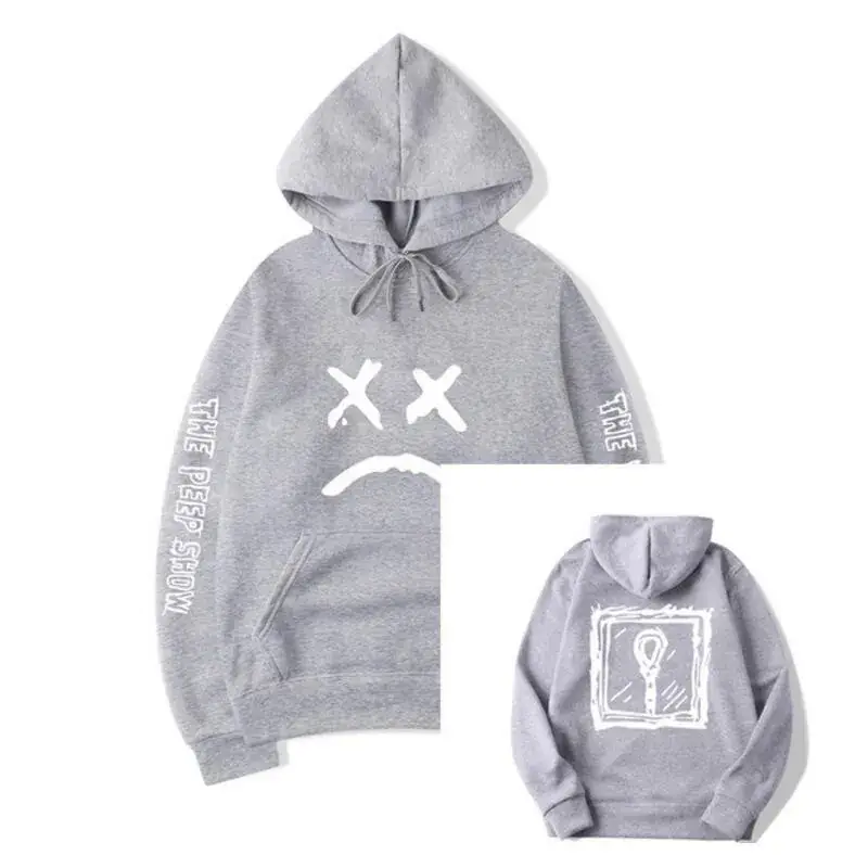 Men Grey Hooded Sweatshirt Set Winter Couple Style - Image 2