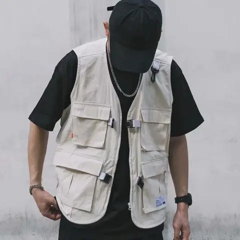Men Black Tactical Vest Jacket with Backpack - Image 4
